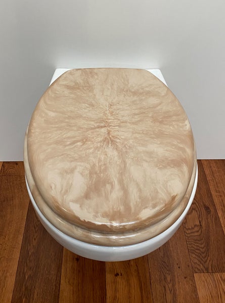 WC Sitz Marmor beige, schwerer Holzkernpolyester WC Sitz, Edelstahlscharniere