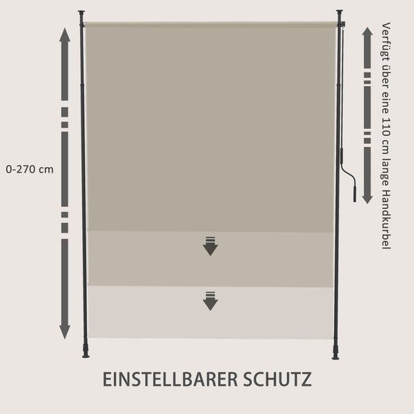 Outsunny Senkrechtmarkise, Vertikalmarkise, 200 x 215-305 cm, Alu, Sand