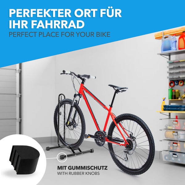 FLOORDIREKT Fahrradständer Nikias - Platzsparender Bodenständer - Umkippsicher - Schwarz