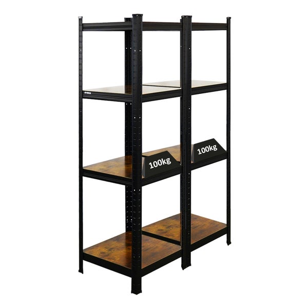 PROREGAL Mega Deal 2x Vintage Series Schwerlastregal Ragnar HxBxT 150x45x45cm Fachlast 100kg Vintagebraun-Schwarz, Steckregal, Garagenregal, Lagerregal