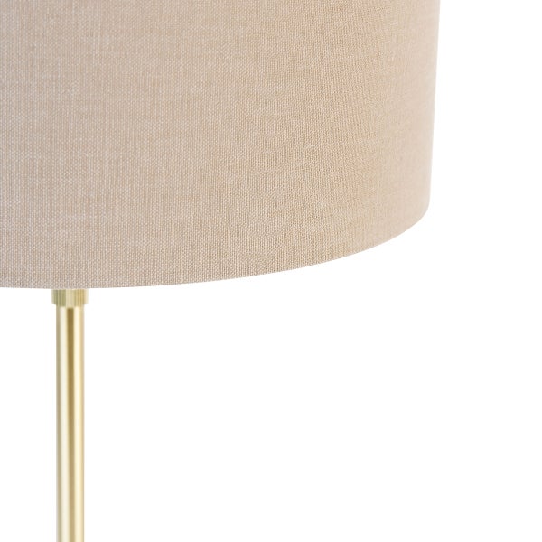 Detailaufnahme einer Stehlampe mit Textilschirm