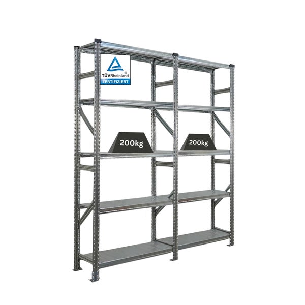 Steckregal mit fünf Regalböden und TÜV Rheinland Zertifikat