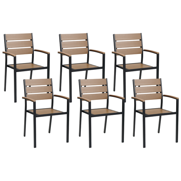 Gartenstuhl 6er Set VERNIO Braun / Schwarz