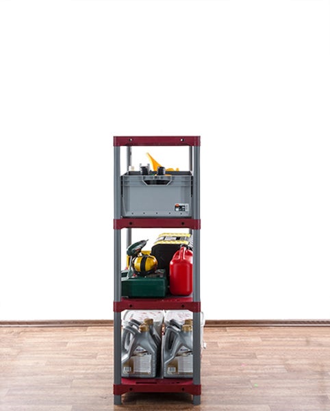 PROREGAL Kunststoffregal Grey Bear Low HxBxT 138 x 80 x 46 cm Fachlast 120 kg Grau/Rot