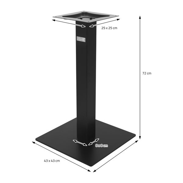 ML-Design Tischgestell Single Schwarz Höhe 72cm, aus pulverbeschichtetetem Stahl, Metall Tischsäule mit 43x43 cm Bodenplatte, Esstisch Einzel Tischuntergestell, Indoor & Outdoor, Tischfuß Tischbein