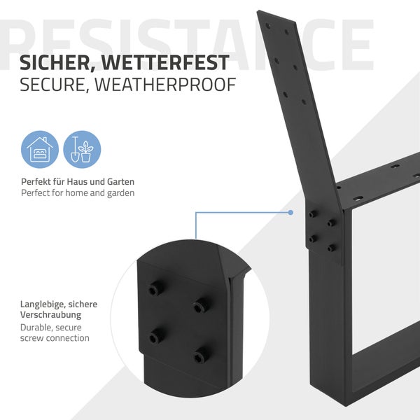 ML-Design 2 Stück Bankbeine aus Stahl massiv 40x78,5cm Schwarz Bankgestell aus Metall mit Rückenlehne für Außenbereich, DIY Gartenbank, stabil wetterfest rostfrei, Bankkufen Bankfüße Parkbank Sitzbank