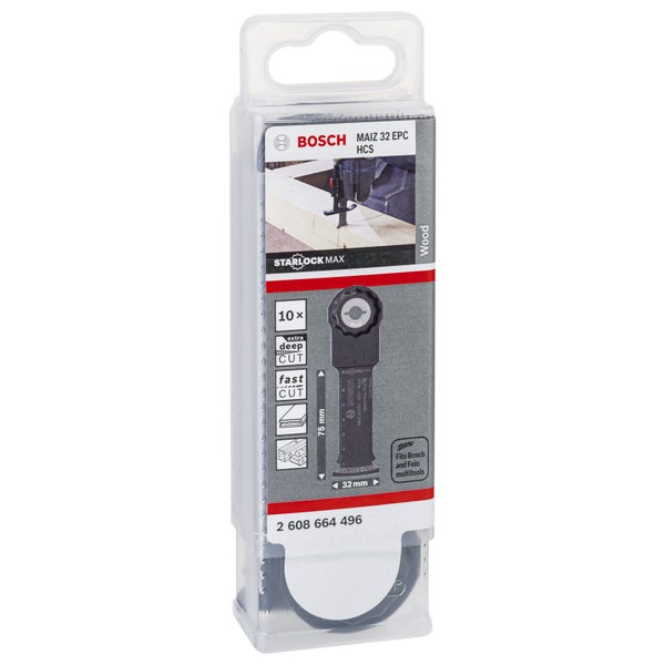 Bosch 10x HCS Tauchsägeblatt Starlock MAIZ 32 EPC Wood 80 x 32 mm - 2608664496