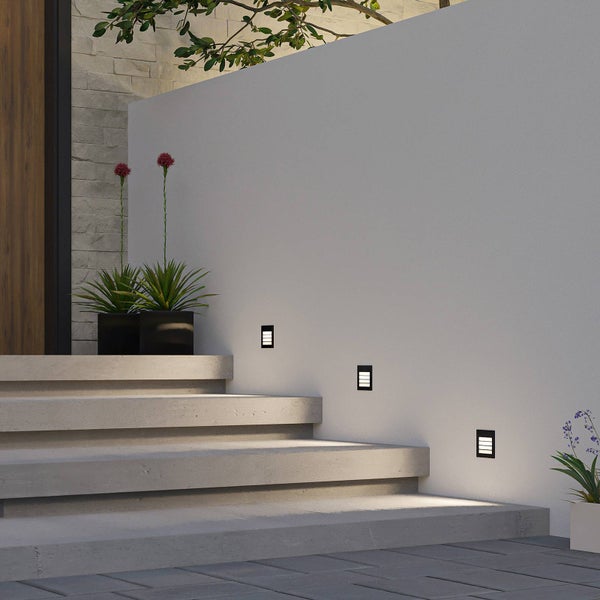 Arcchio LED Wandleuchte außen Zamo (Modern) in Schwarz aus Aluminium (1 flammig, ) - Wandeinbauleuchte für Außen Wandlampe Außenwand/Hauswand Haus Terrasse & Balkon Flurleuchte