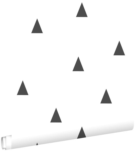ESTAhome Tapete grafische Dreiecke Schwarz und Weiß - 53 cm x 10.05 m - 138942