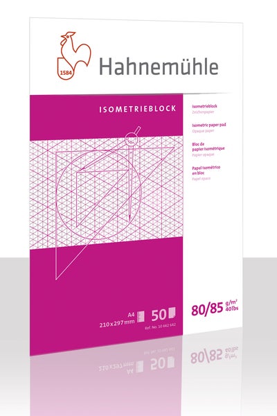 Hahnemühle Isometrieblock A4, 50 Blatt Zeichenpapier, 80 bis 85 Gramm pro Quadratmeter.