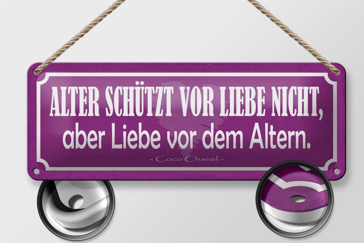 Blechschild Spruch 27x10cm Liebe vom Altern schützt nicht Dekoration
