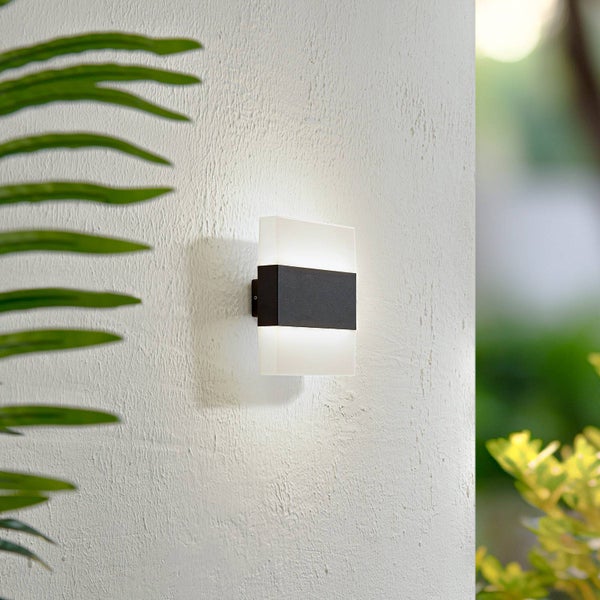 Lindby LED Wandleuchte außen Branor (spritzwassergeschützt (Modern) in Schwarz aus Aluminium (2 flammig, ) - Außenwandleuchten Wandlampe Led Außenlampe Outdoor für Außenwand/Hauswand