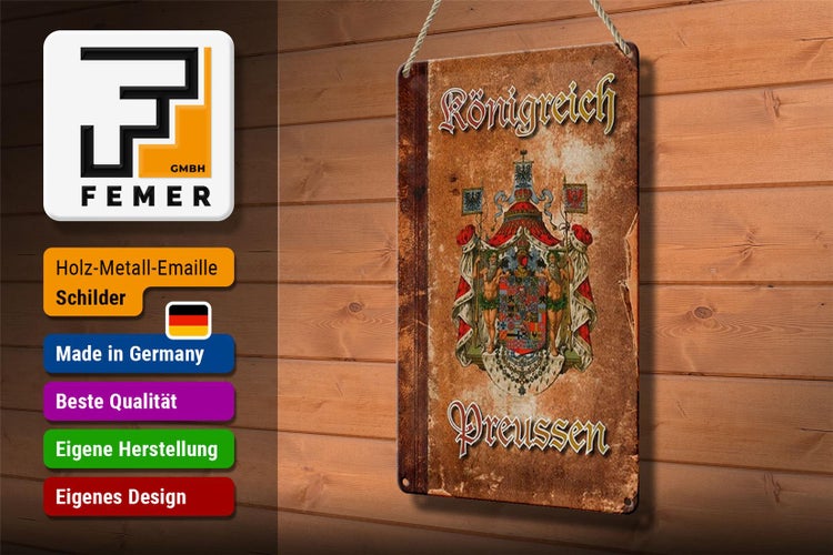 Blechschild Spruch 20x30cm Königreich Preussen Wappen