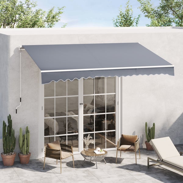 Outsunny Gelenkarmmarkise, Verstellbare Klemmmarkise,  4,5 x 3m, 100% Polyester (280g/m²), Aluminium Grau