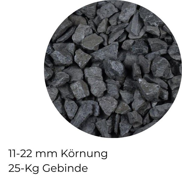 Kieselsteine Garten Zierkies Basalt 11-22 mm 25 kg Anthrazit Aquarium Kies Basaltsplitt Weg Steinteppich Zierstein Splitt