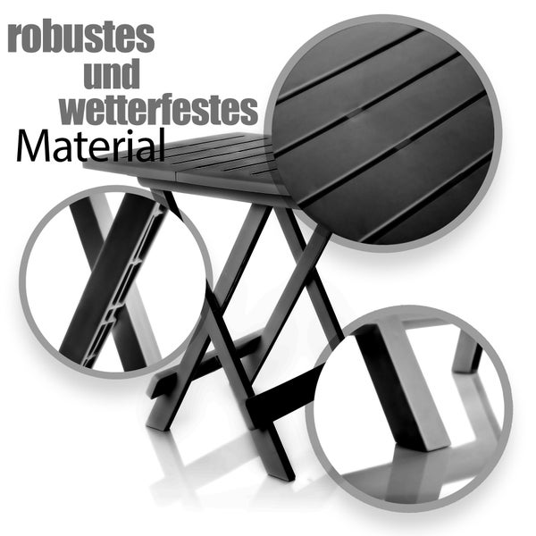 Detailansicht eines robusten und wetterfesten Klapptisches