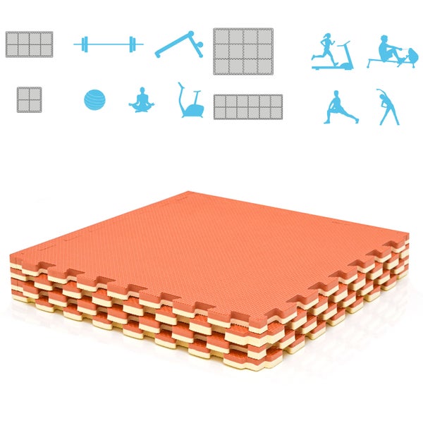 1m² Bodenschutz Fitnessmatte - 4 Sportmatten 50x50x2cm Optische Mängel Lachs Beige