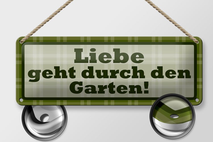 Blechschild Spruch 27x10cm Liebe geht durch den Garten Dekoration
