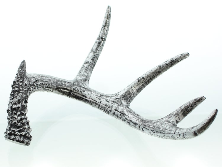 FRANK FLECHTWAREN | Geweih Silber, 2er Set, KUNSTSTOFF, 19 x 18 x 8 cm, 30 x 14 x 8 cm