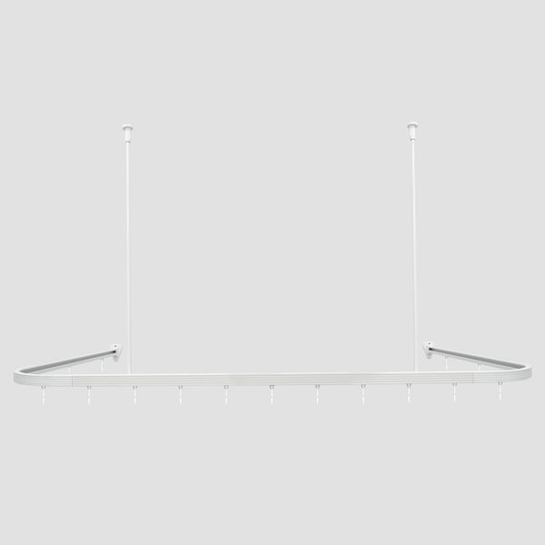 Duschstange Universal Duschvorhangstange Duschvorhangschiene Weiss U -Form (90 x 90 x 90 cm)