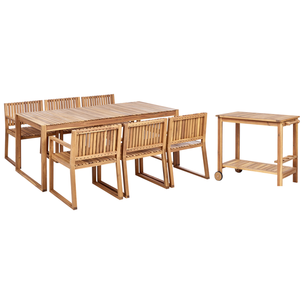 Gartenmöbel Set mit Servierwagen 6-Sitzer SASSARI II zertifiziertes Akazienholz Hellbraun