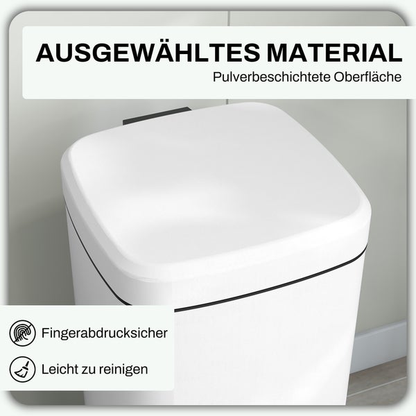 HOMCOM Mülleimer 30L Treteimer Kosmetikeimer Abfalleimer mit Deckel und Fußpedal, Müllbehälter mit Inneneimer, für Wohnzimmer, Büro, Metall, 28 x 35 x 63,5 cm