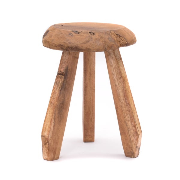 Hocker Heidi Mahagoni Massivholz, rund naturfarben