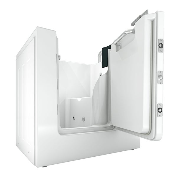 Geöffnete, begehbare Badewanne für barrierefreies Baden