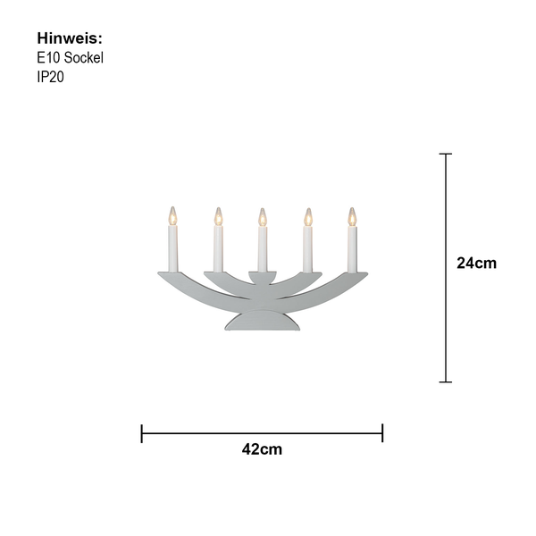 Dekorative Fensterleuchte mit fünf Leuchtenarmen und E10 Fassung, 42 x 24 cm