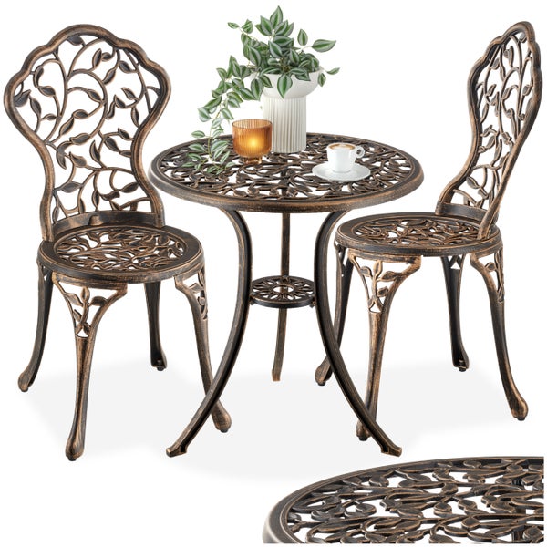 Bistrotisch-Set tectake Lyon Belastbarkeit Stuhl 120 kg für 2 Personen, im Vintage-Design schwarz/grau