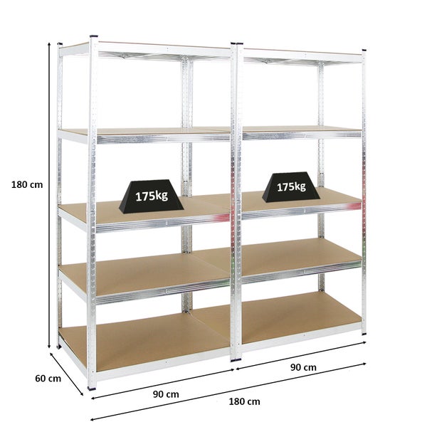 PROREGAL Mega Deal 2x Schwerlastregal Ragnar HxBxT 180 x 90 x 60 cm Fachlast 175 kg Verzinkt