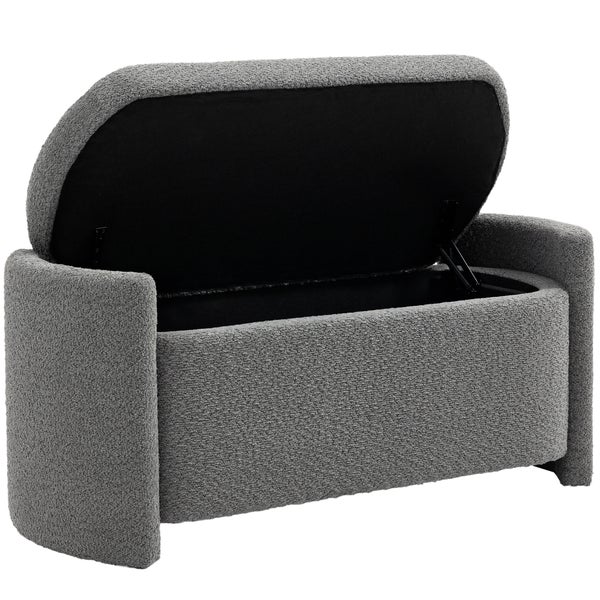 HOMCOM Sitzbank, Bettbank mit Stauraum, Polsterbank mit Deckel, Samtoptik, Aufbewahrungsbank, Truhenbank für Wohnzimmer, Schlafzimmer, Grau, 105 x 44 x 45,5 cm