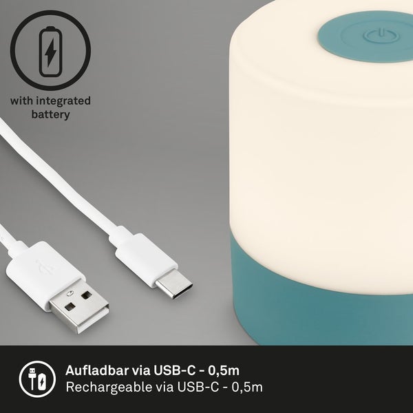BRILONER ? Mini LED Akku Tischleuchte IP44, Stufenweise Dimmbar, Touch, Mobiles Licht, LED Tischlampe Aussen, 7 cm hoch, Blau