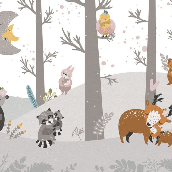 Illustration einer Waldszene mit Tieren