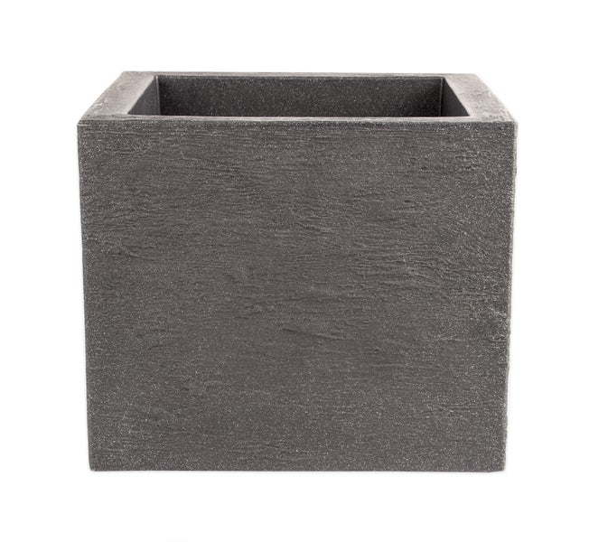 Pflanzkübel Kubus 50x50 cm groß - Granitstein-Optik in Anthrazit - Für Außen, frostsicher & wasserdicht - XXL Pflanztopf, Blumenkübel, Blumentopf für Terrasse & Balkon