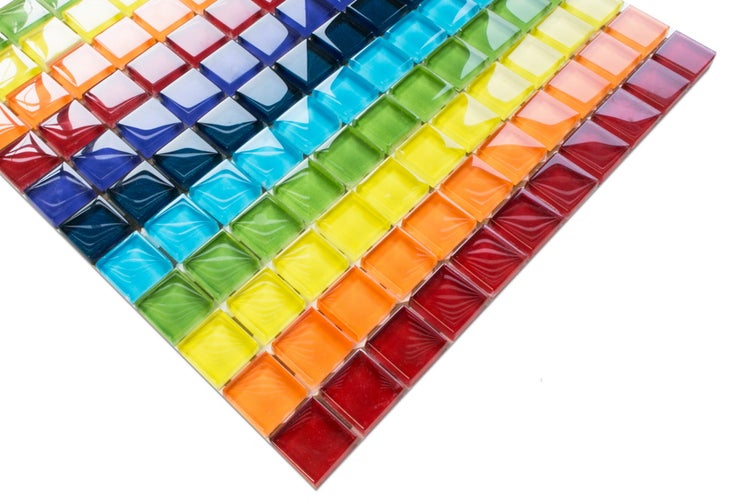Glasmosaik auf Netz für Bad und Küche 30cm x 30cm  - Rainbow river