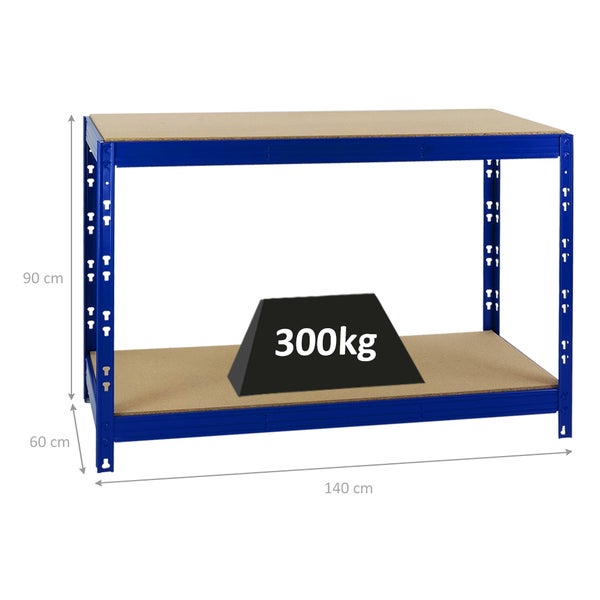 PROREGAL Werkbank Tiger HxBxT 90 x 140 x 60 cm Fachlast 300 kg Blau