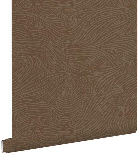 ESTAhome Tapete 3d Wellenförmige Linien Braun - 50 x 900 cm - 131366