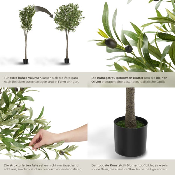 Dekorativer Olivenbaum im Topf für den Innenbereich, Äste biegbar für individuelles Volumen