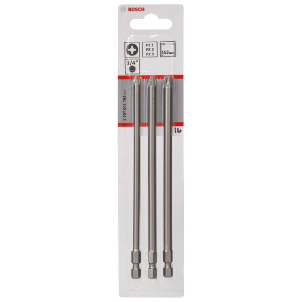 Bosch Schrauberbit-Set Extra-Hart, 3tlg. PZ1, PZ2, PZ3, 152 mm - 2607001762