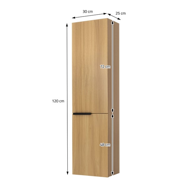 ML-Design Hochschrank Braun-Teak 30x120x25 cm, Badschrank hängend mit 2 Türen, 3 Fächern, Badezimmerschrank schmal, Aufbewahrungsschrank für Bad, Hängeschrank 3 Ablagen, Badezimmermöbel Badmöbel Regal