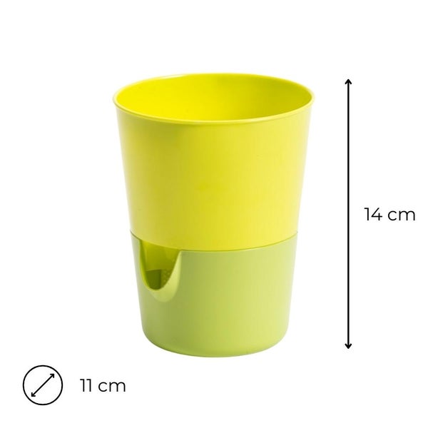 Kräutertopf mit Bewässerungssystem Kräutergarten Küche Balkon Fensterbank Selbstbewässernd Glänzend Kräuterbeet Kräuter Blumen Topf gelb + grün