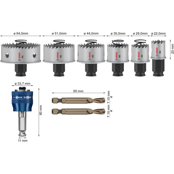 Bosch Pro Lochsägen Set mit Bimetall Lochsägen in verschiedenen Größen und zwei Spiralbohrern