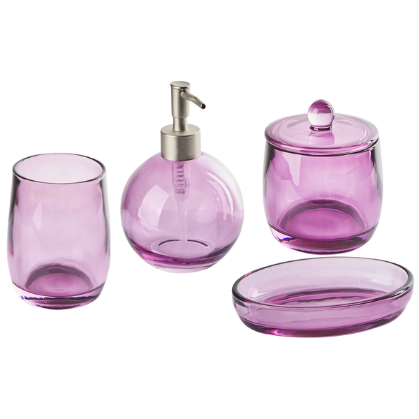 Badaccessoires Set 4-teilig ROANA Glas Violett