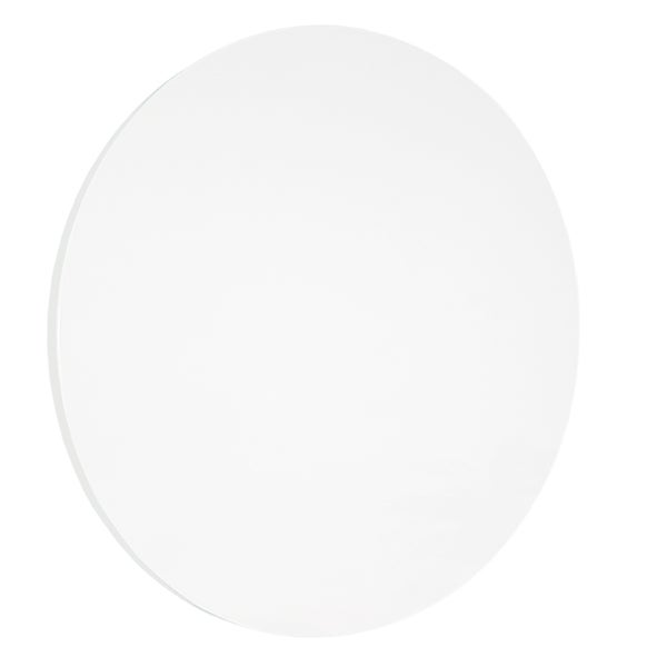 Runde Tischplatte in Weiß.