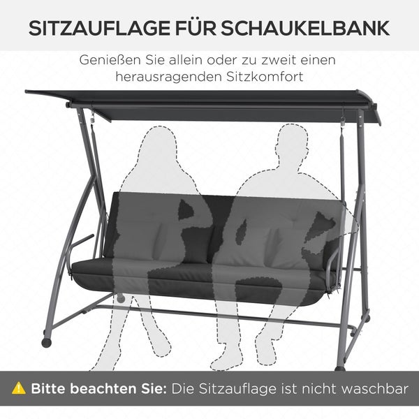 Outsunny Auflagen-Set für Hollywoodschaukel,  Stuhlkissen, Polyesterstoff, 3D vertikaler Schaumstoff, Schaumstoff, 170 cm, Dunkelgrau