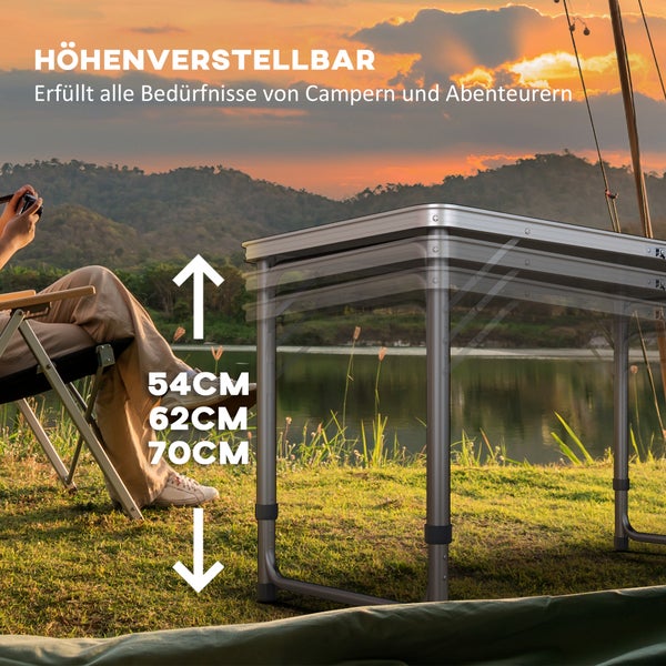Outsunny Bierpong Tisch klappbarer Campingtisch 240 x 60 cm Klapptisch höhenverstellbar Reisetisch für Garten, Balkon, Alu, Schwarz