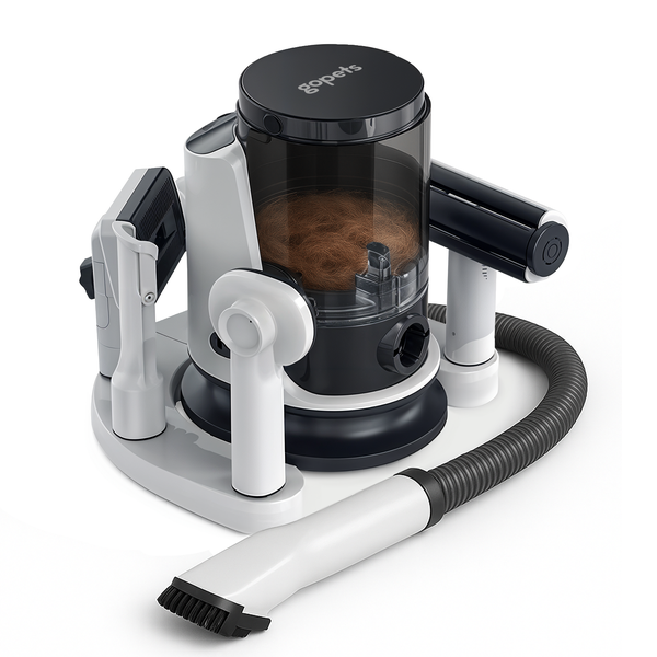 Gopets 9-teilige Hundeschermaschine – Tierhaarschneider für dickes Fell – Haarentferner für Haustiere – Trimsatz für Hunde und Katzen – mit Staubsauger – Massagebürste – 23 x 30 cm