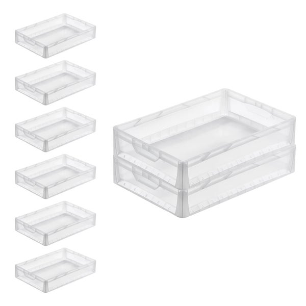 PROREGAL SuperSparSet 8x Transparenter Eurobehälter LightLine mit Offenem Griff und Auflagedeckel HxBxT 12 x 40 x 60 cm 24 Liter Eurobox