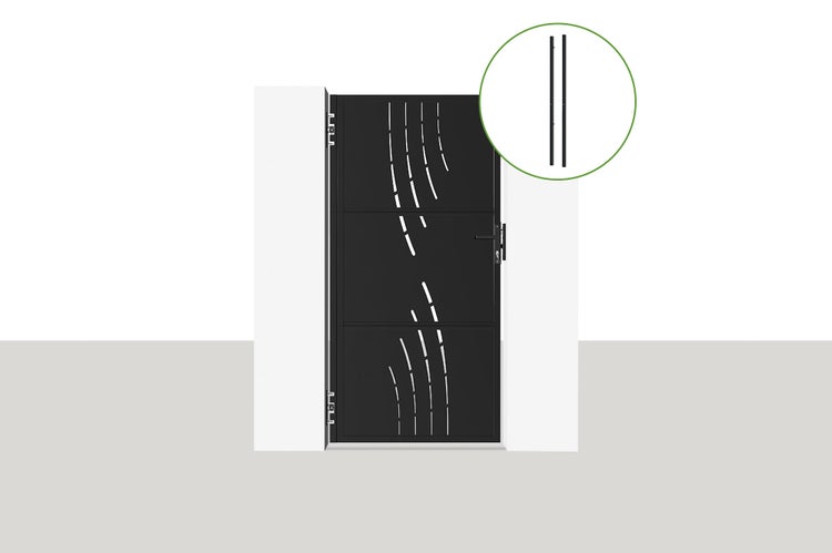 Stahltor 1 m NALI VELETA H.200 cm Mattschwarz + 2 DARIO-Stahlpfosten